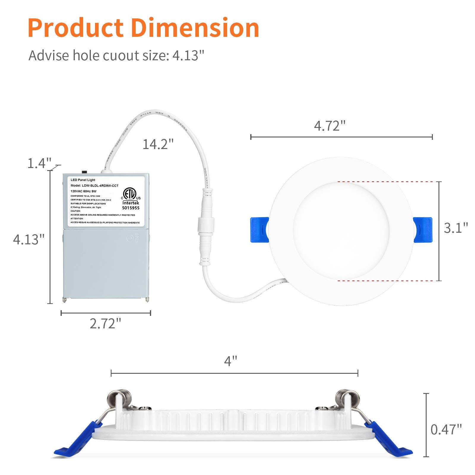 Meconard 12 Pack 4 Inch Led Recessed Ceiling Light With Junction Box, 2700K/3000K/3500K/4000K/5000K Selectable, 9W=75W 750Lm, Dimmable Canless Downlights, Etl And Energy Star Listed