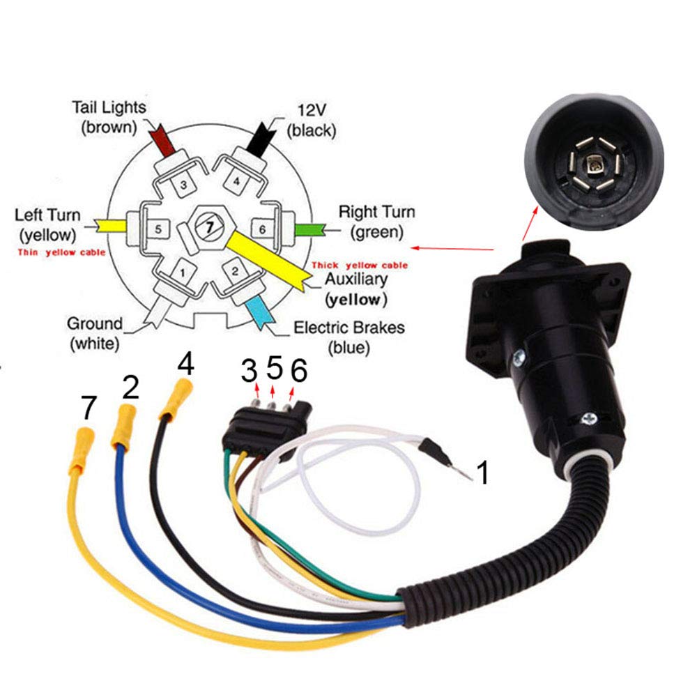 4 Wire Flat To 7 Way Rv Trailer Light Plug Wire Harness Converter Adapter For Car Truck Trailer Hitch With Connector Socket Moun