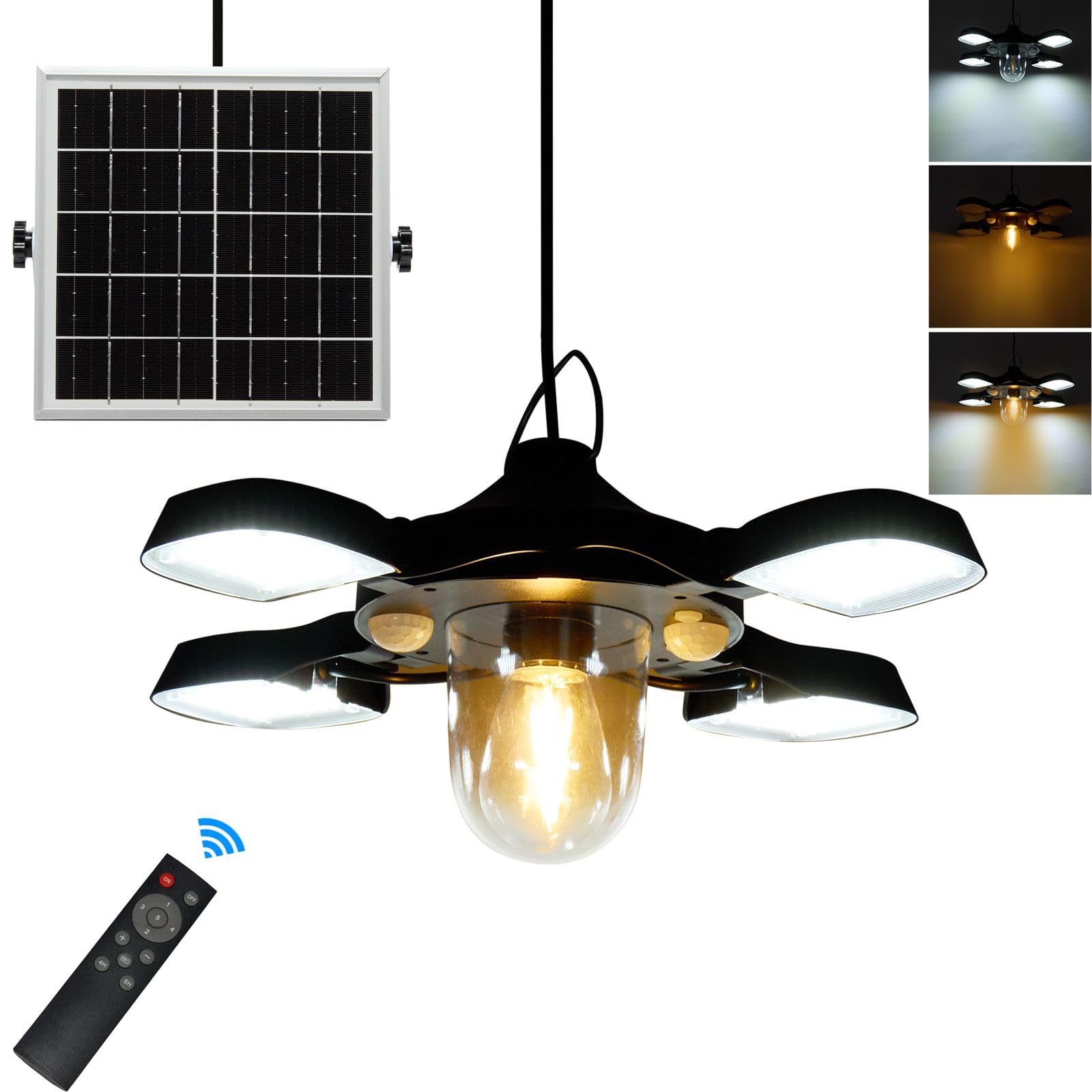 HULPPRE Solar Shed Light,Daytime or Night,192Leds Bright LED Light Indoor&Outdoor with Remote,Cool or Warm White,5 Modes Barn,Ch