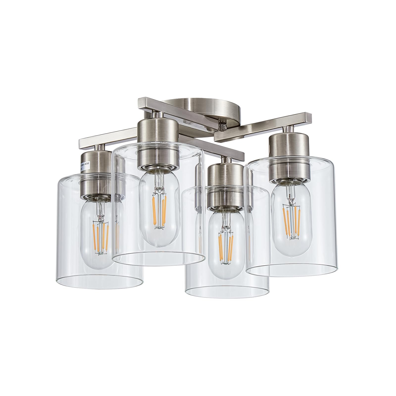 Diduio Semi Flush Mount Ceiling Light Kitchen Lighting Fixtures Ceiling Brushed Nickel Kitchen Cieling Light Fixtures With Clear