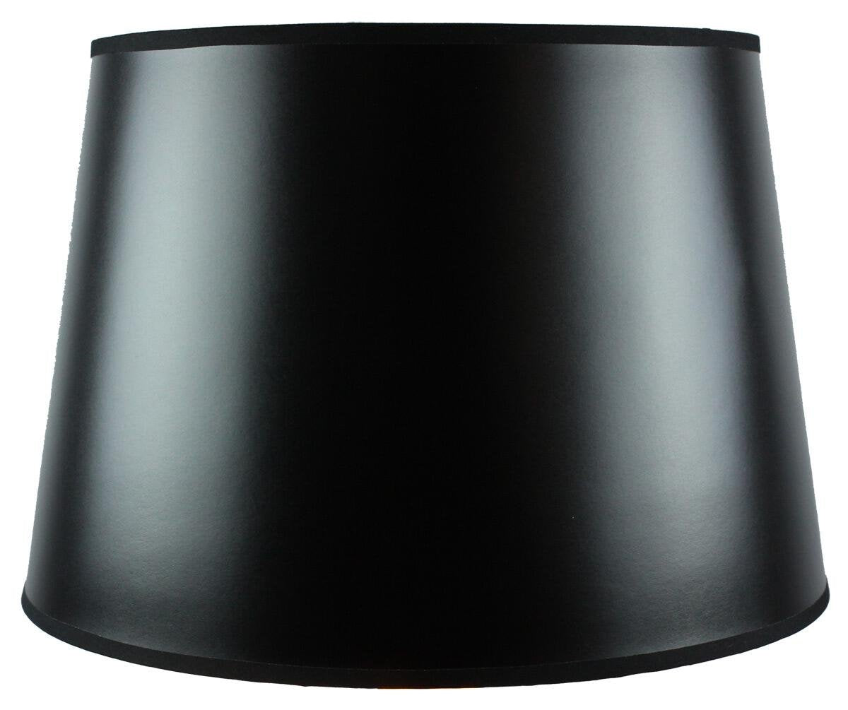 HomeConcept Floor Lampshade - 13x16x11 Black Parchment, Gold-Lined, Brass Spider Fitter, Large, Black, Model 131611EHBP