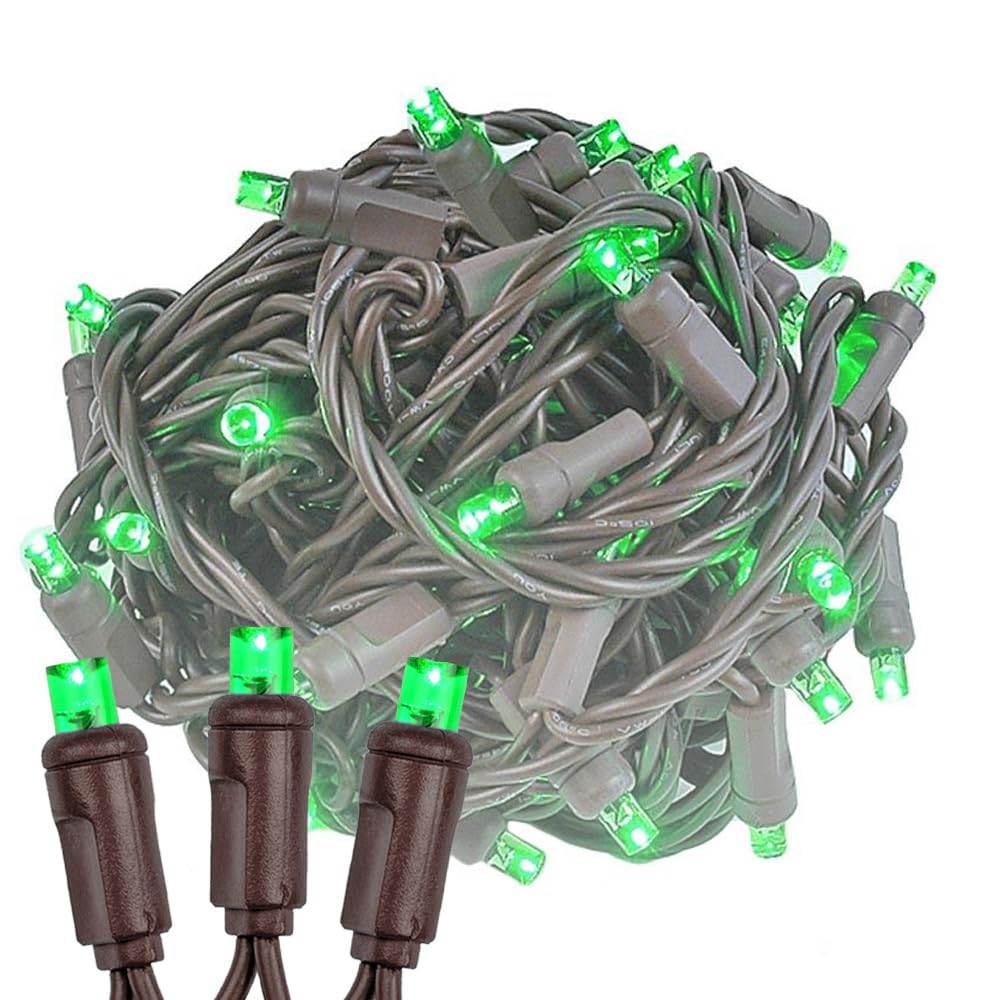Novelty Lights 34Ft 100 Led String Lights, Green Copper Outdoor Lights, Commercial Grade, 40,000 Hours Rating, Model Mrd-25B-4