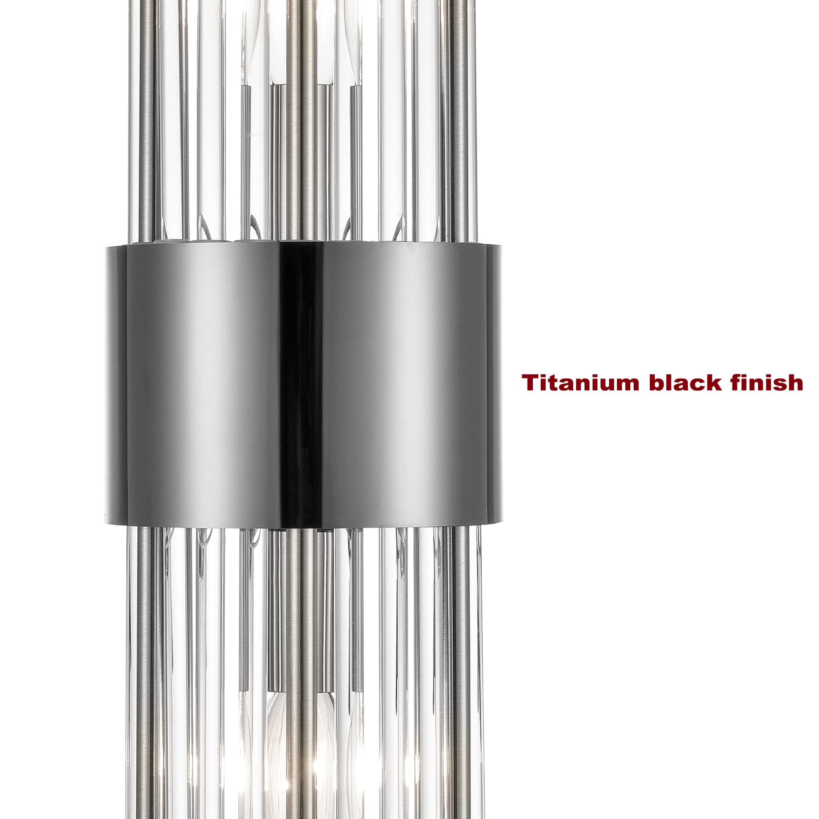 Shawnkey 2-Light Modern Wall Sconce, Black Metal & Clear Glass, Ideal For Bedroom & Bathroom