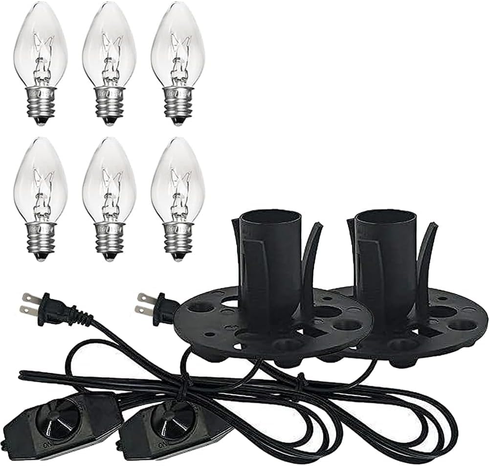 Himalayan Salt Lamp Cord, with Dimmer Switch ,Christmas Bulb,Salt Lamp Cord with Dimmer Control and Base Assembly,5 Feet ,E12 Ba