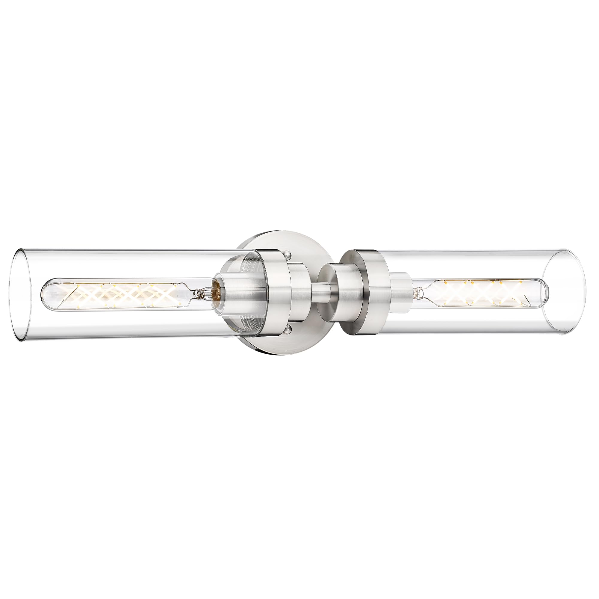 Emak Brushed Nickel Vanity Lights For Bathroom, Modern 22 Inch Bathroom Light Fixtures, 2-Light Cylinder Wall Sconces With Clear