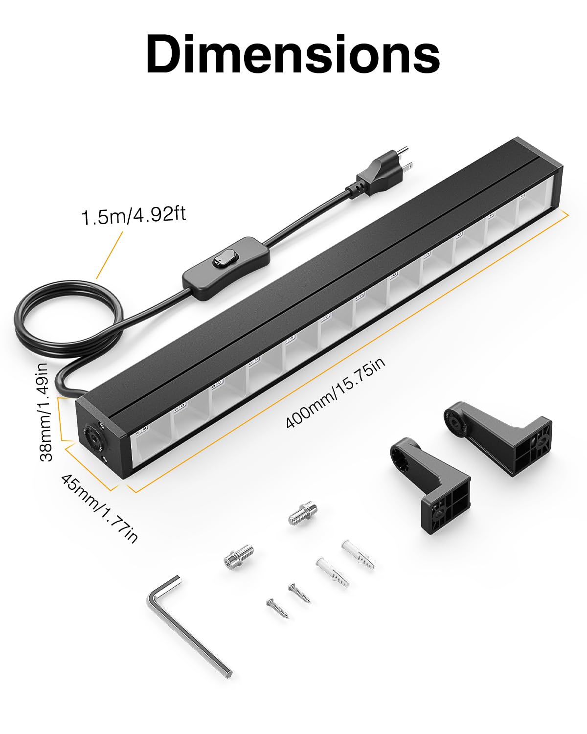 Onforu 42W LED Black Light Bars, 8 Pack, Aluminum, Plug & Switch, Glow in The Dark, Black, Model CTC42UV