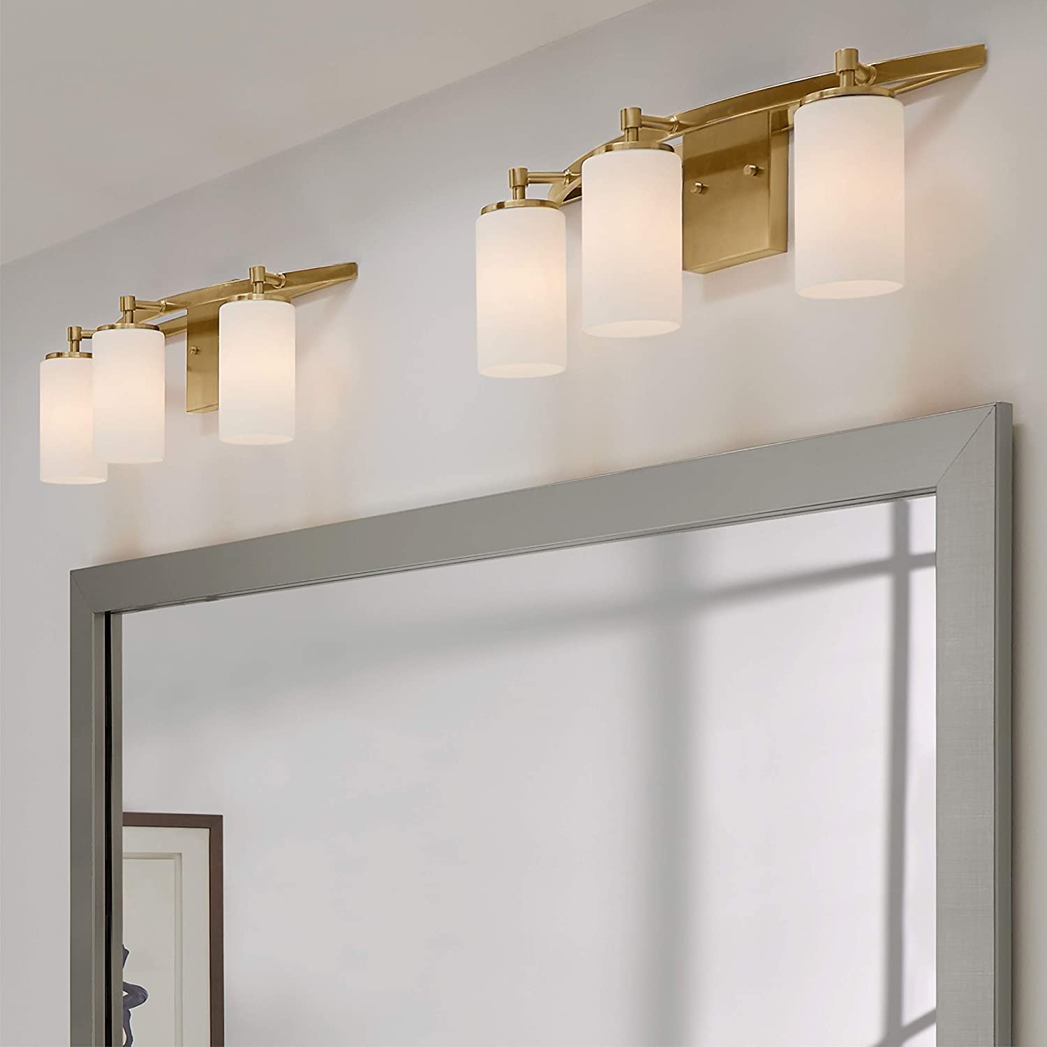 White Frosted Glass Shade Replacements 4 Packs, Elegant Glass Lamp Shade Covers Cylinder Glass Globe With 1-5/8-Inch Fitter Glas