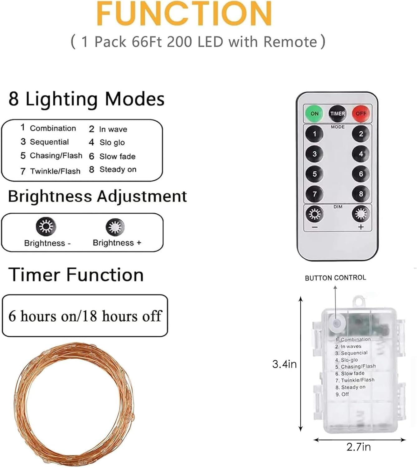 BHCLIGHT 80Ft 240LED Fairy Lights, Battery Operated, Waterproof, Remote Control, Multicolor, 4 Pack
