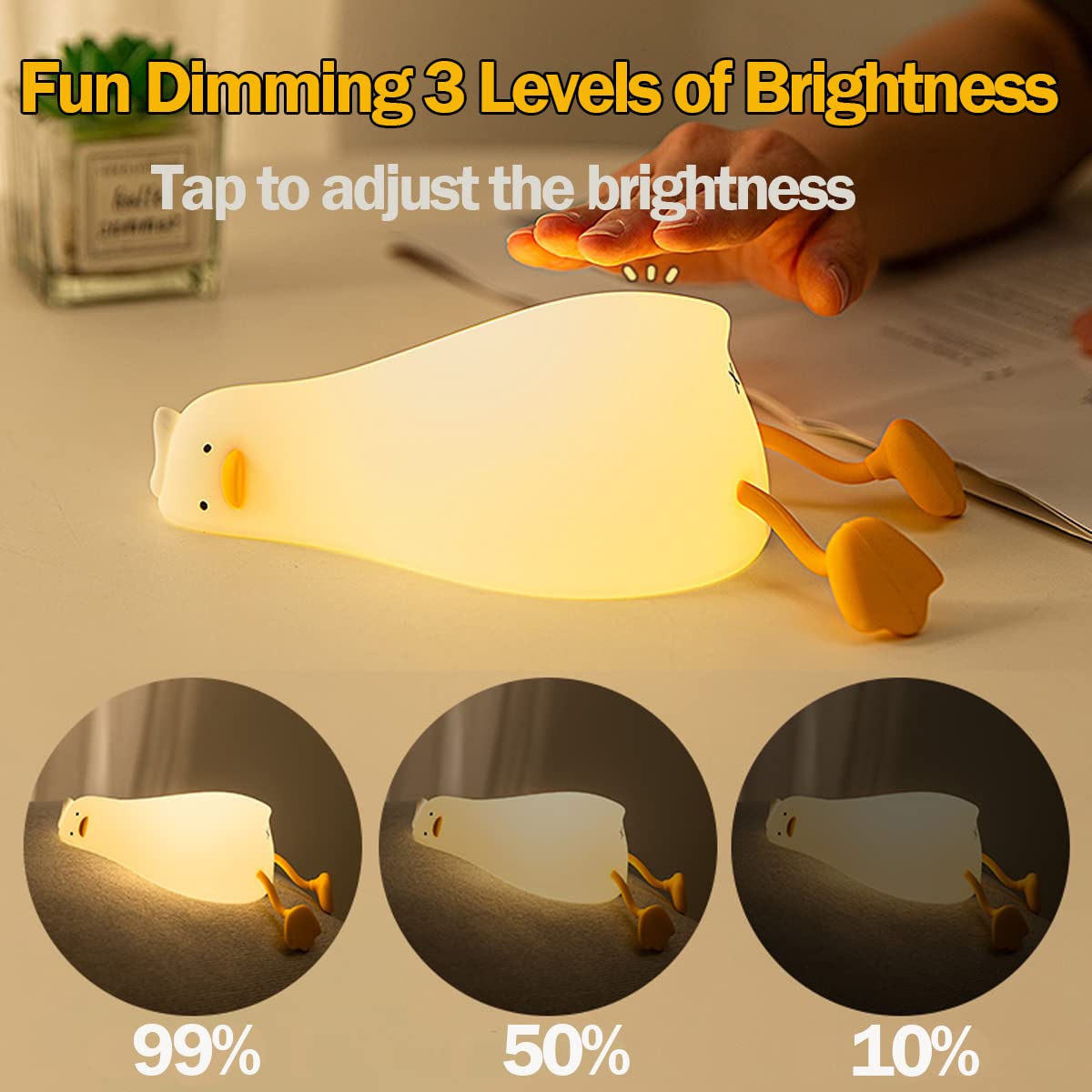 LEDHOLYT Night Light for Kids, Rechargeable Fun-Duck Silicone Lamp, Model Tang-Ya, Cute Nursery Decor for Boys and Girls