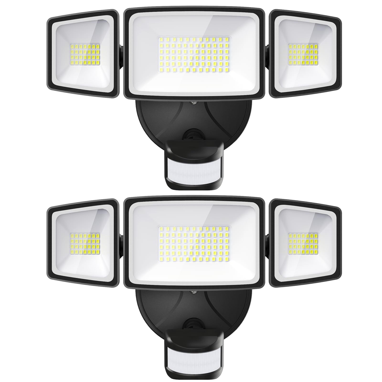 Onforu LED Motion Sensor Outdoor Lights, 65W, 6500LM, IP65 Waterproof, 3 Adjustable Heads, Black, Model BDB55G-3