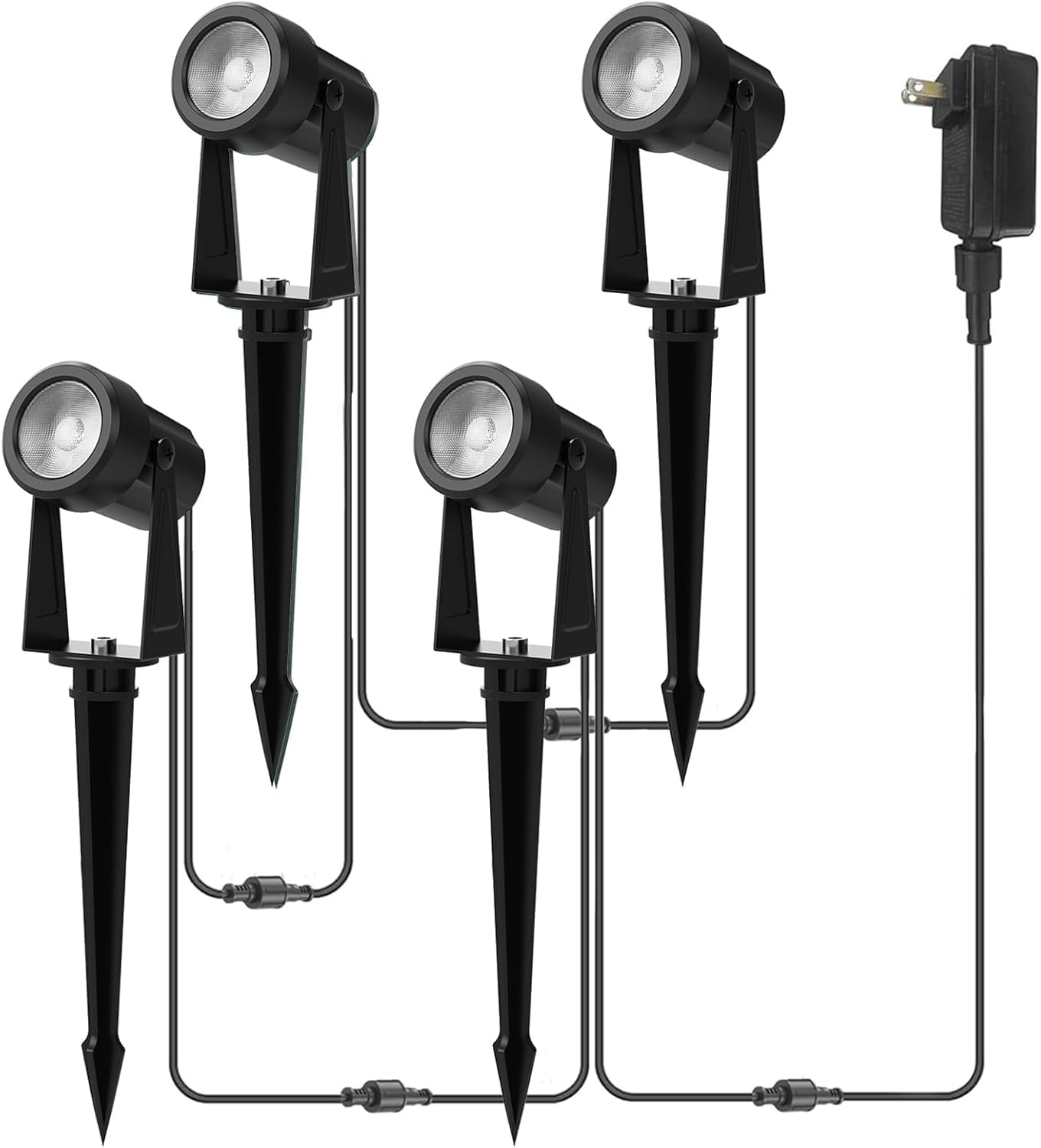 Banord Outdoor Landscape Lighting 4 Pack, IP65 Waterproof, 2700K Warm White, Acrylonitrile Butadiene Styrene, Model BN-Spot-White-4P