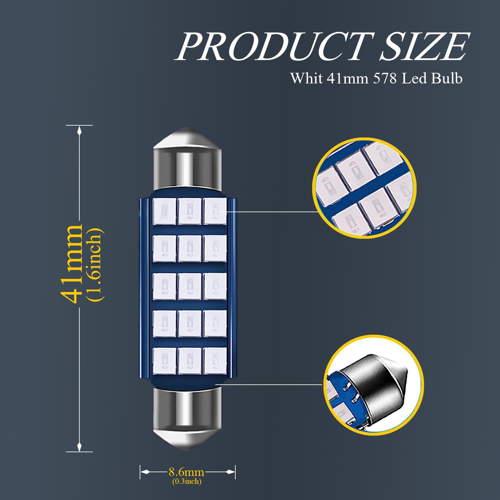GKmow 578 LED Bulbs Pack of 4, 6500K 400LM Blue Interior Dome Lights, Model GKCD703BE-4PS
