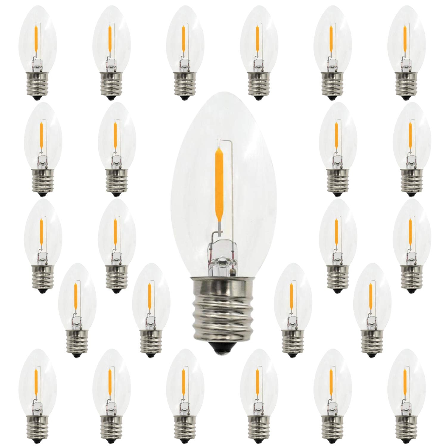 Myemitting C9 E17 Replacement Christmas Led Light Bulbs, 0.6W Equivalent To 7W, Warm White 2700K Outdoor And Indoor String Light