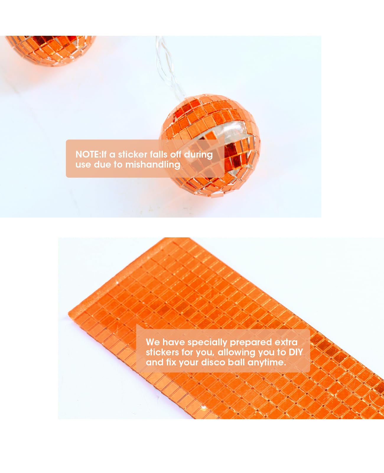 Acelist Orange Disco Ball Decor 20 Led 9.8Ft String Light - Battery Powered And Usb Plug  Fall Decor For 70S Party Decorations And Bachelor Birthday Parties  Mamma Mia