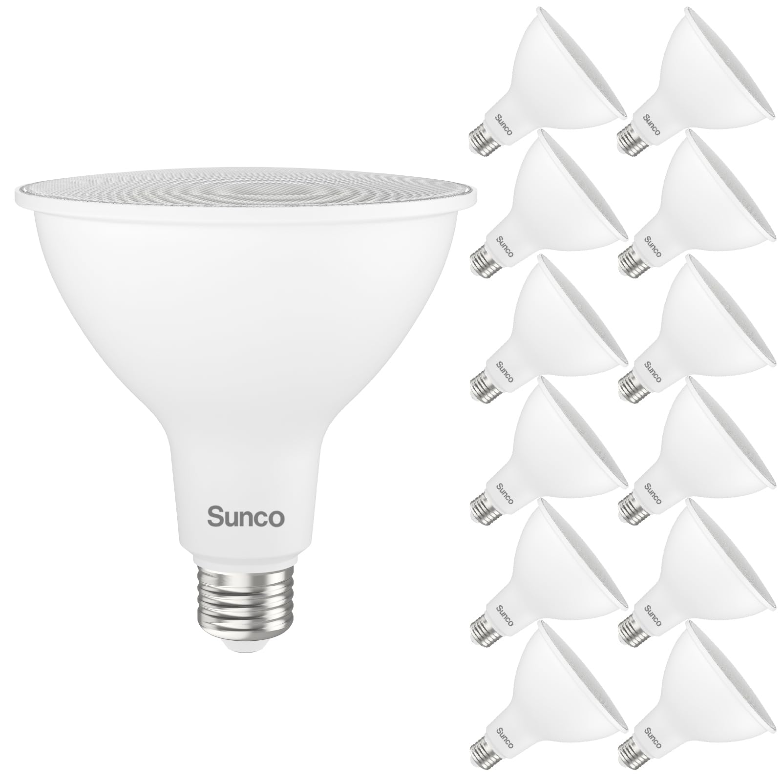 Sunco 12 Pack Outdoor Flood Light Bulbs, Par38 Led Flood Lights Waterproof, 1800 Lm, 15W (150W Equivalent), 3000K Warm White, Di