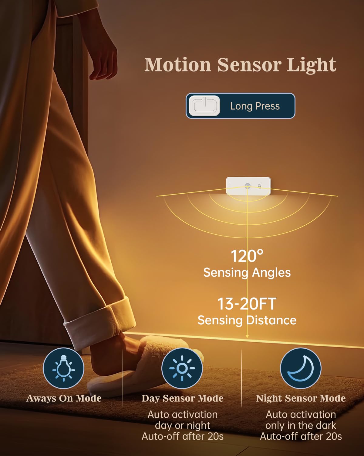 Yiliaw Motion Sensor Night Lights - Rechargeable 4-Pack, Adjustable Brightness, 3 Color Temps, White, Magnetic Mount
