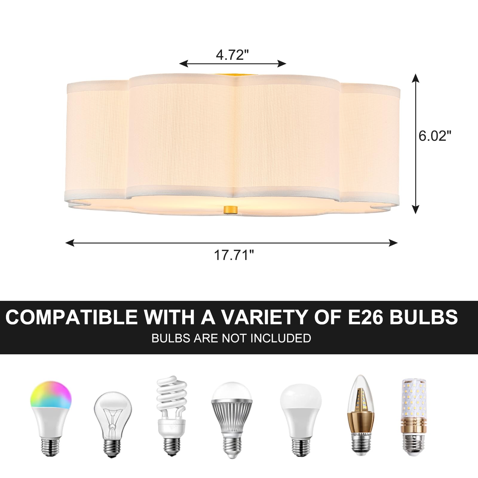 Widluth Modern Drum Semi Flush Mount Ceiling Light 17.71'' Modern 3-Lights Gold Drum Ceiling Lighting Fixture Vintage Linen Ceil