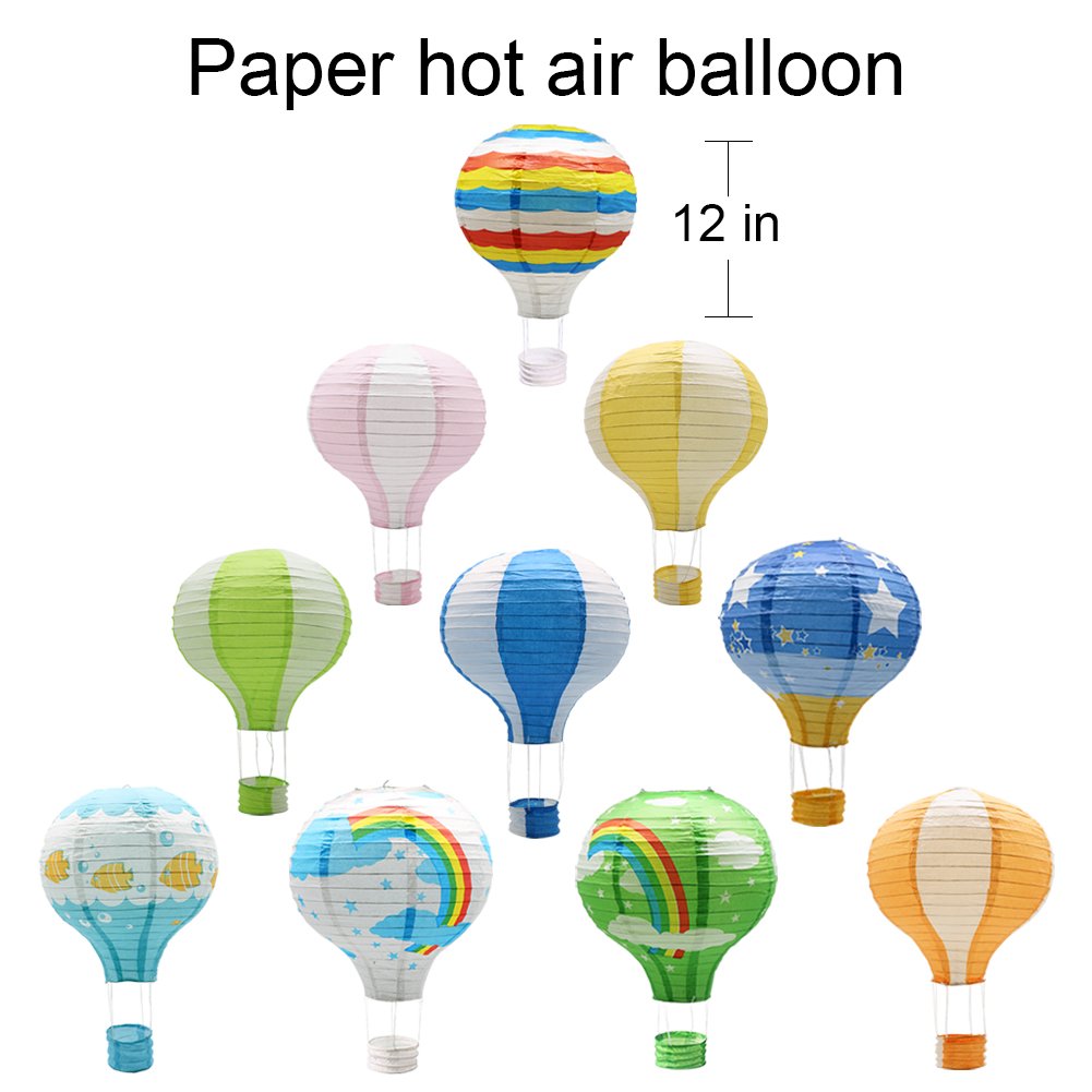 Hanging Hot Air Balloon Paper Lanterns, Reusable Chinese Japanese Party Ball Lamps Decorations Wedding Birthday Anniversary Christmas Engagement, Set Of 10