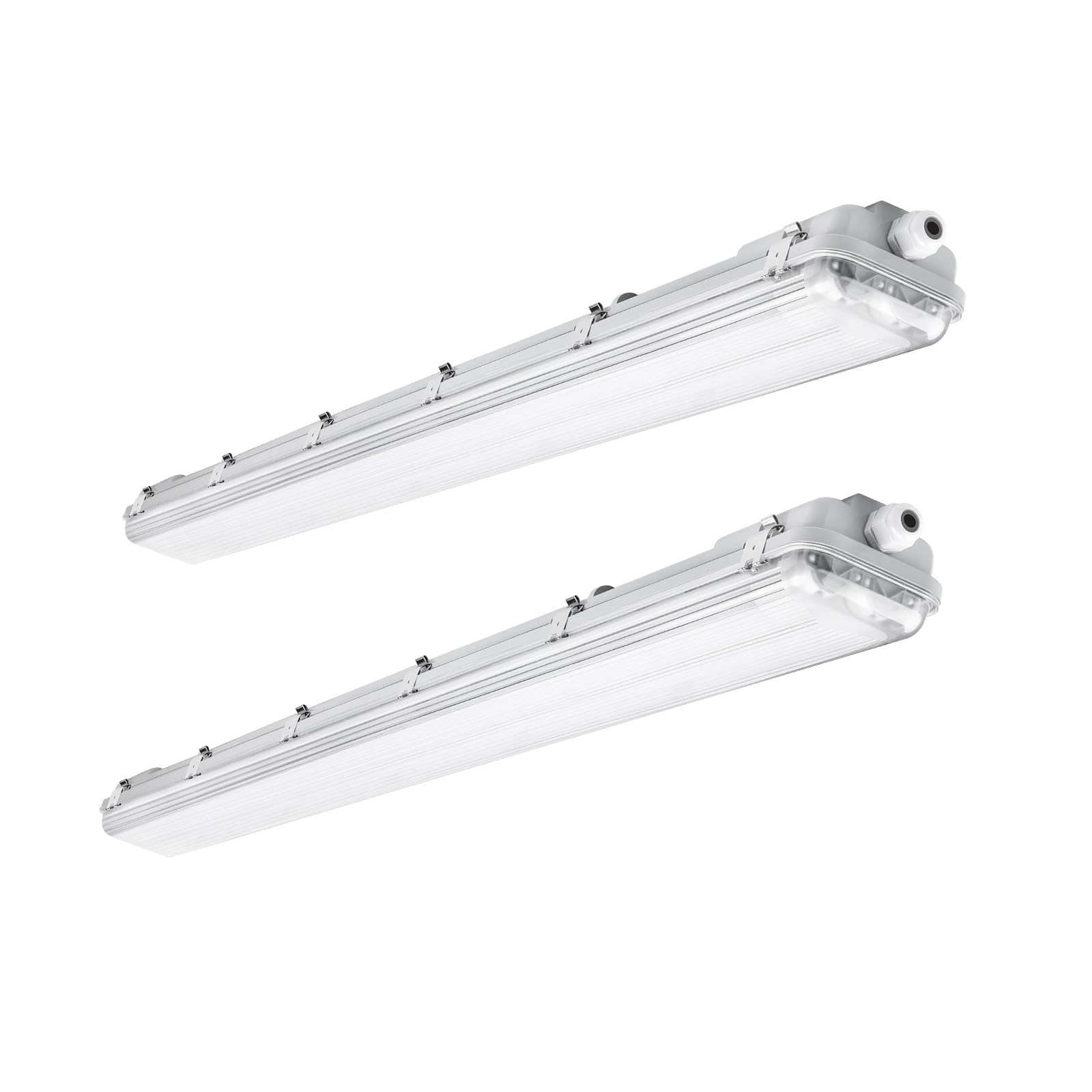 Brillihood 4Ft Led Vapor Tight Light Fixtures, 48W, 4200Lm, Ip65 Waterproof, White, 2-Pack, Model Lg07O-12D