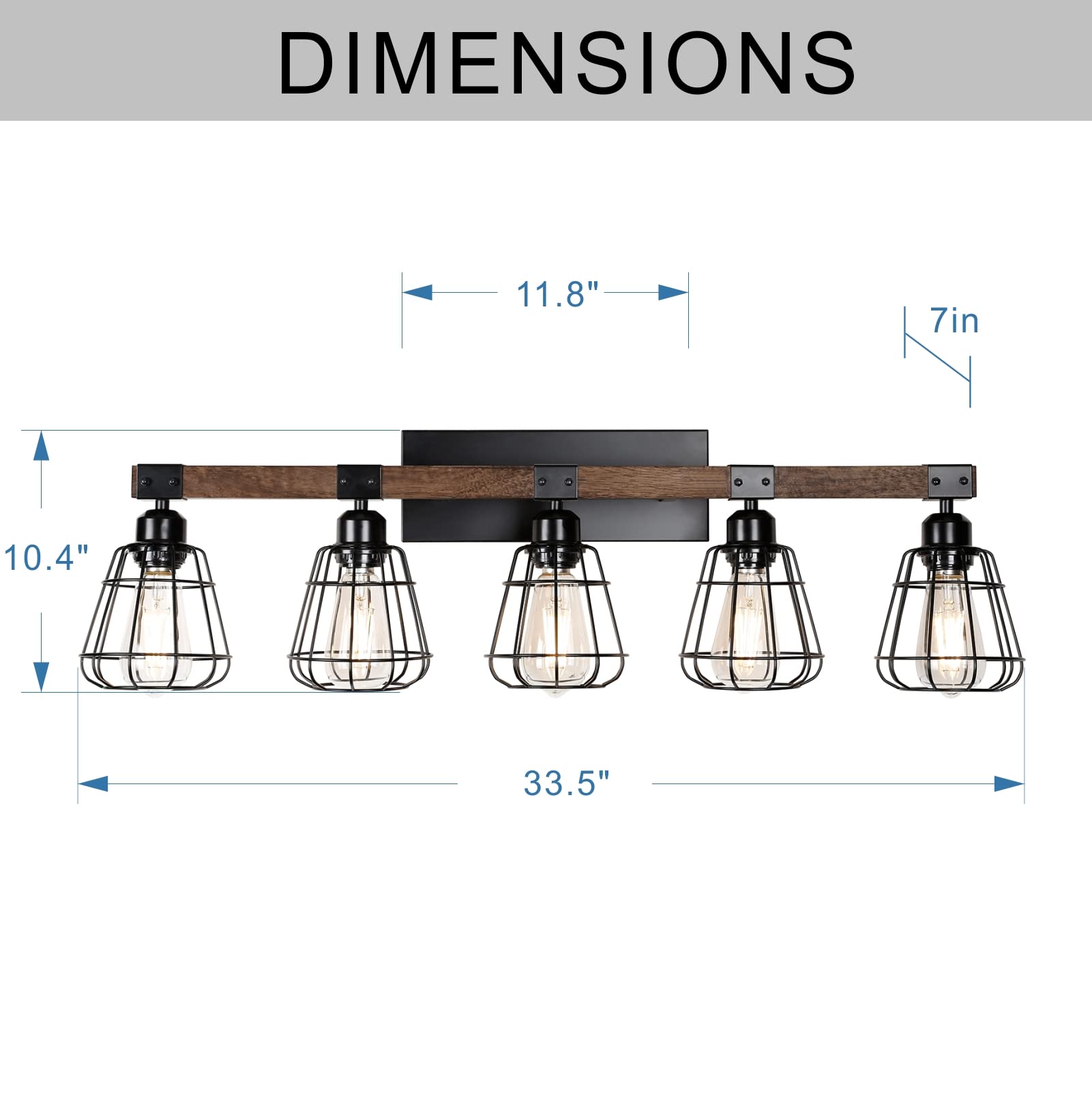 TELAFLY Modern Wall Lighting Fixture - 5-Light Metal Cage Sconce, Black Finish, Ideal for Bathroom Vanity or Mirror