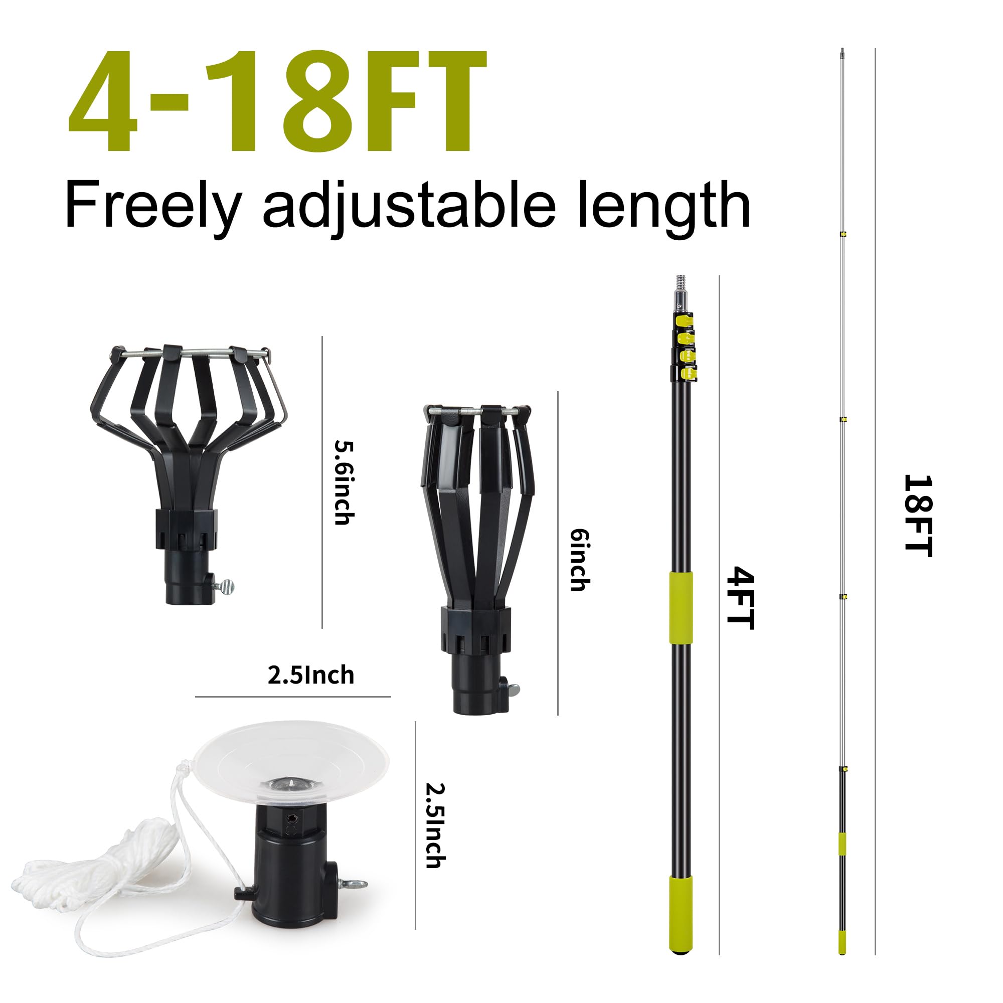 Light Bulb Changer For High Ceilings,4-18Ft Bulb Changing Pole Extension For High Ceilings And Recessed Lights, Light Bulb Remov