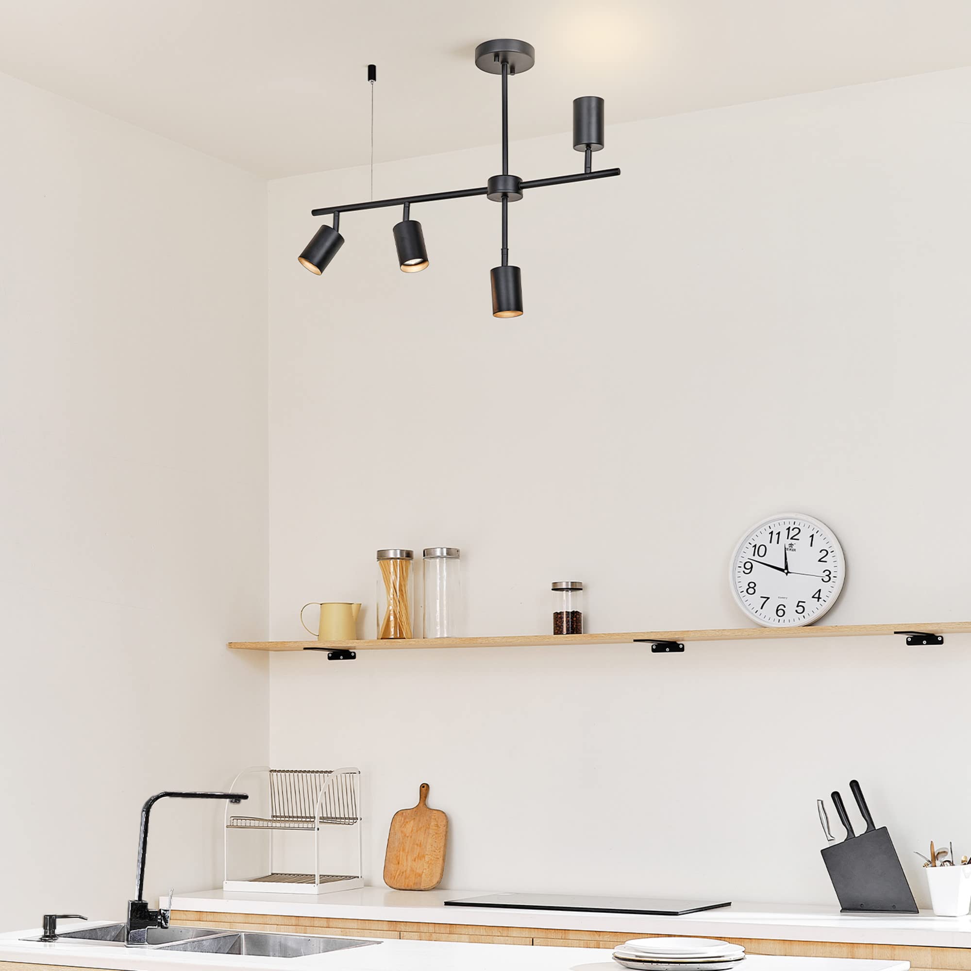 Globe Electric 4-Light Track Lighting Kit, Adjustable Height, Matte Black, GU10 Socket, Model 64000048