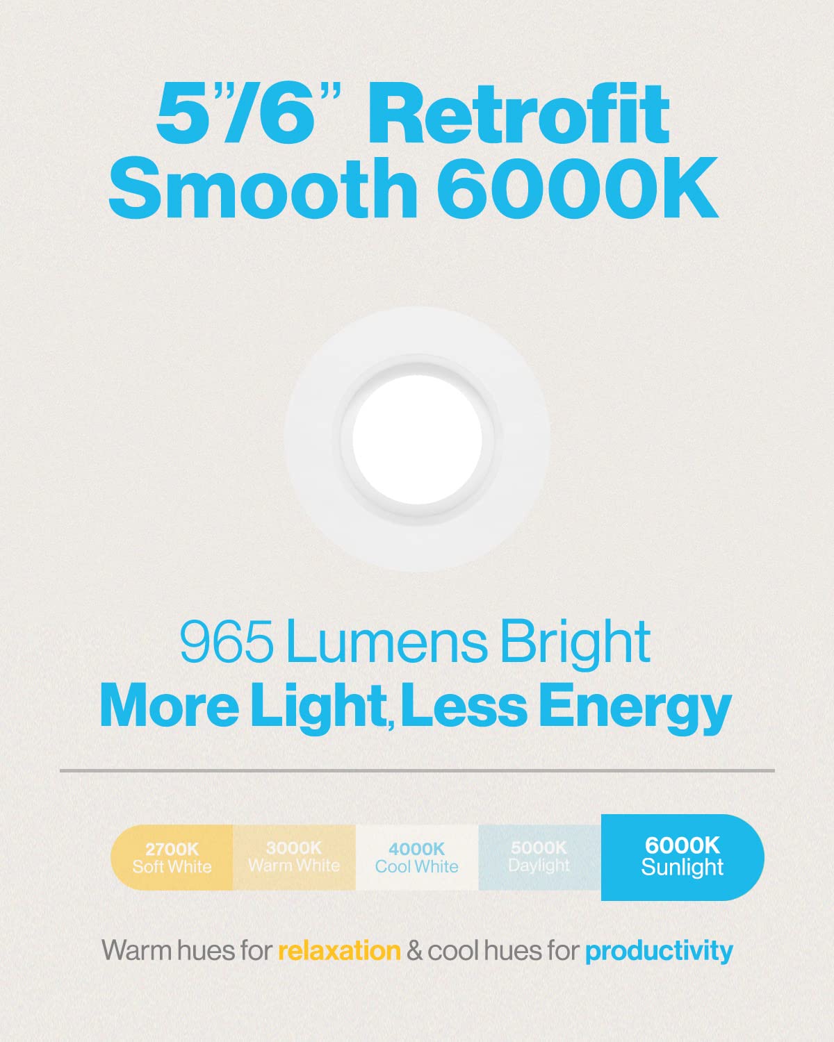 Sunco Lighting 16 Pack 5/6 Inch Led Can Lights Retrofit Recessed Lighting, Smooth Trim, Dimmable, 6000K Daylight Deluxe, 13W=75W, 965 Lm, Damp Rated, Replacement Conversion Kit - Ul Listed