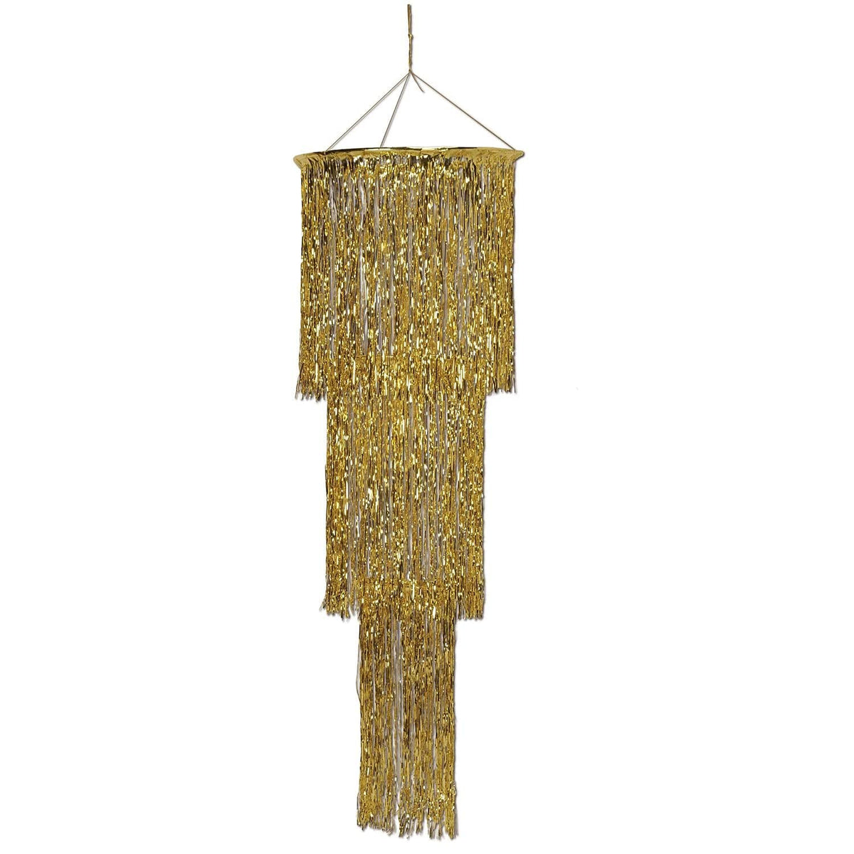 Beistle 4' Gold 3-Tier Shimmer Chandelier - Elegant Metal Decoration For Parties And Events