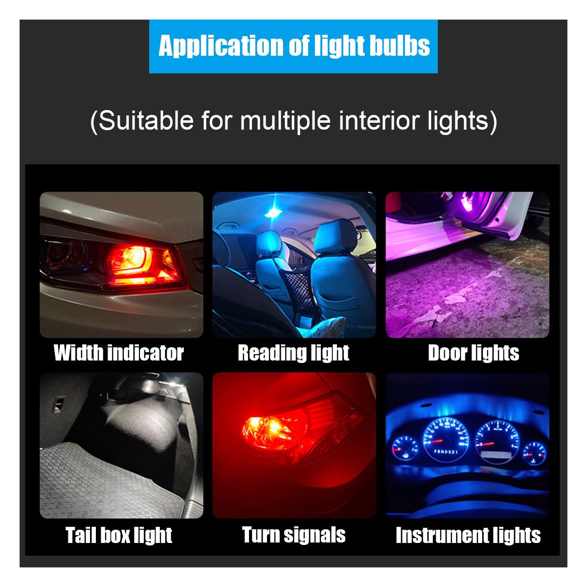 Joycourt 30Pack 194 Car Led Light Bulbs, 0.36W 12V T10 6000K Interior Lights, 168 2825 W5W Wedge Cob Led Replacement Bulbs, Universal Dashboard Light, Dome Light, Sign Light, License Plate Light