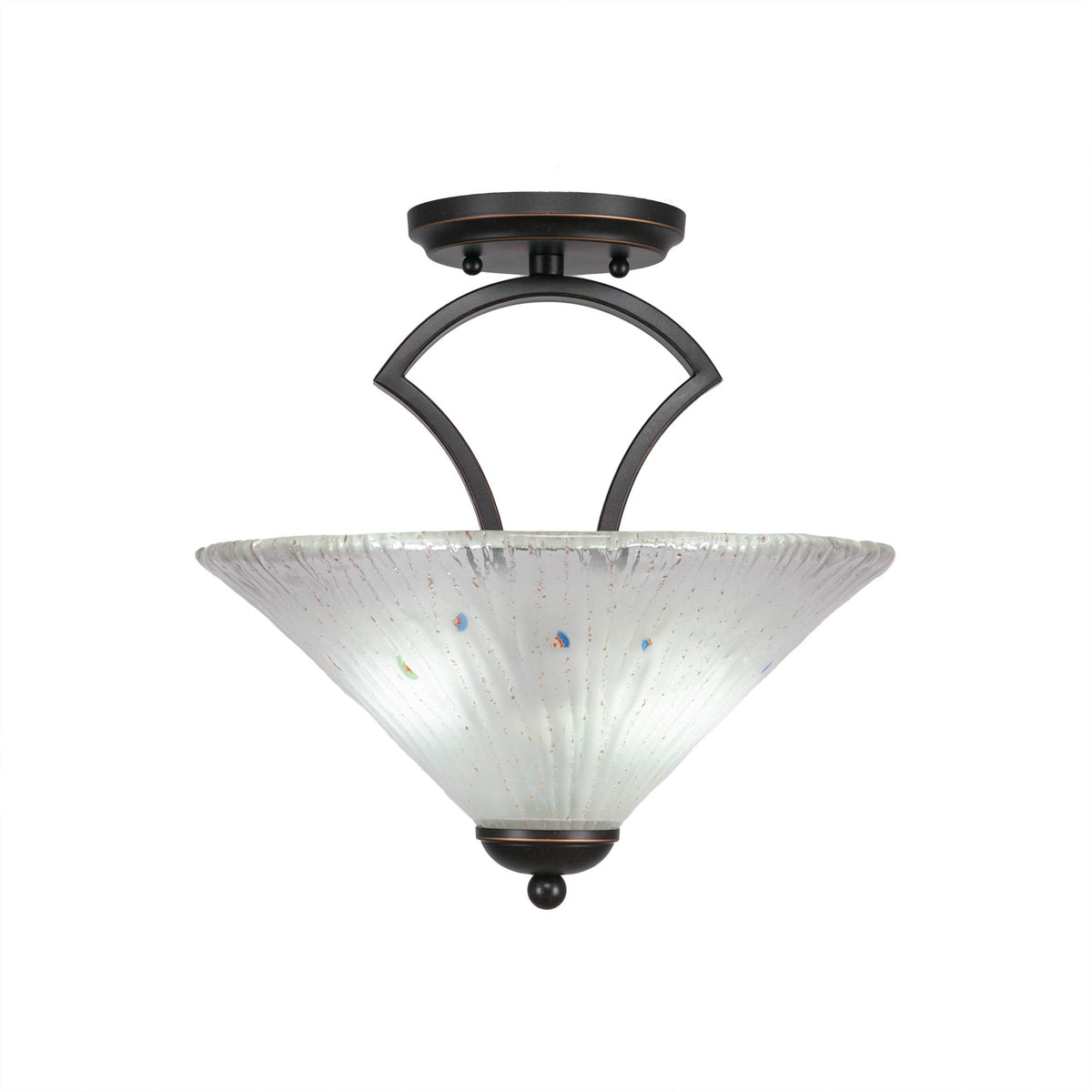 Toltec Lighting 563-DG-701 Zilo Semi Flush with 2 Bulbs with Frosted Crystal Glass, 12&quot;, Dark Granite