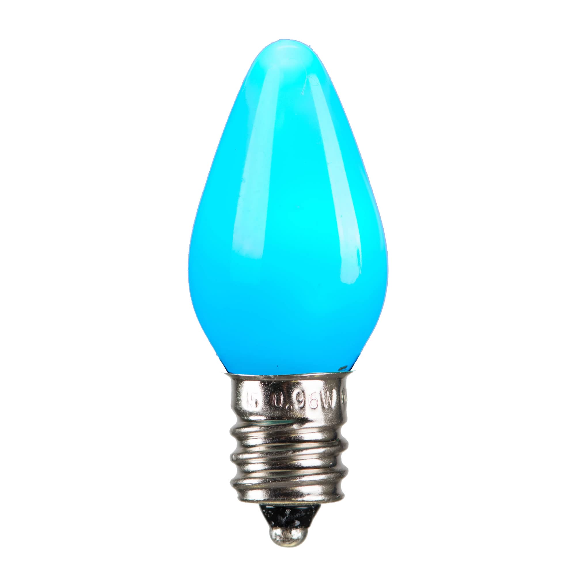 Vickerman C7 Ceramic LED Bulb, Teal, Nickel Base, 130V, 0.96W, 25 Pack, Model XLEDSC7L-25