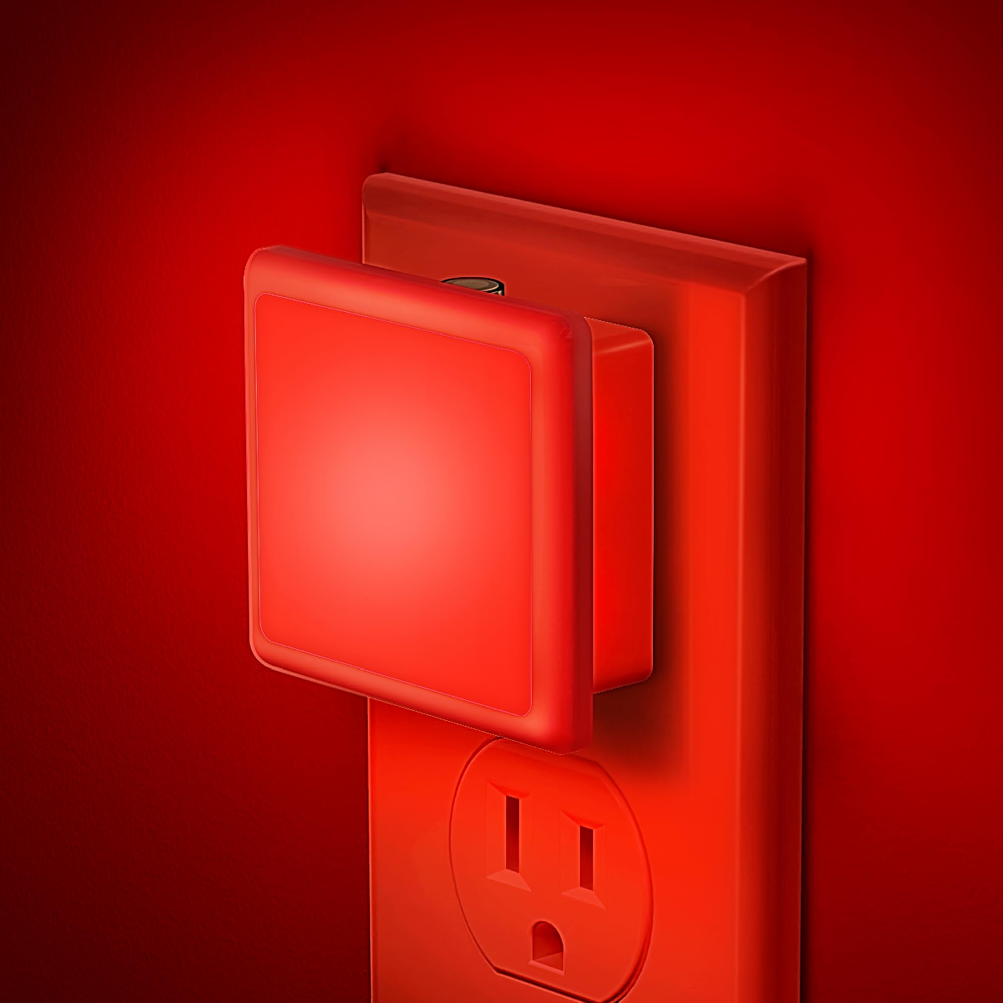 JandCase Red Night Light, 0.3W LED with Auto Sensor, 2 Pack, Plastic, Model C-GY005-RE-2