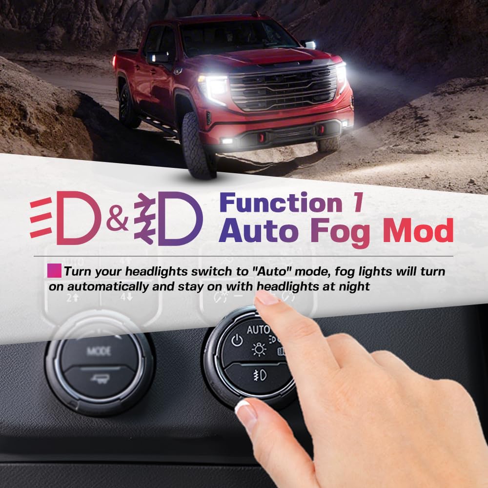 Auto Fog& All Lights Mod for 2022-2025 Chevy Silverado GMC Sierra 1500& 2024-2025 2500 3500-Fog Light Auto Come on with Auto Hea