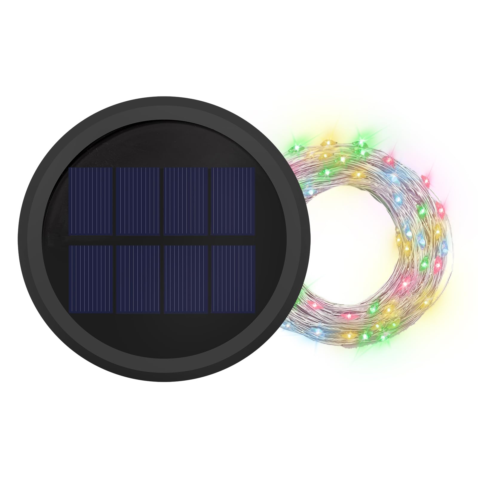 VOOKRY Watering Can Solar Lights Replacement Top - 1 Pack 3.6in Round Solar Panel with 3.5Ft 80 LED Flashing String Lights, Outd