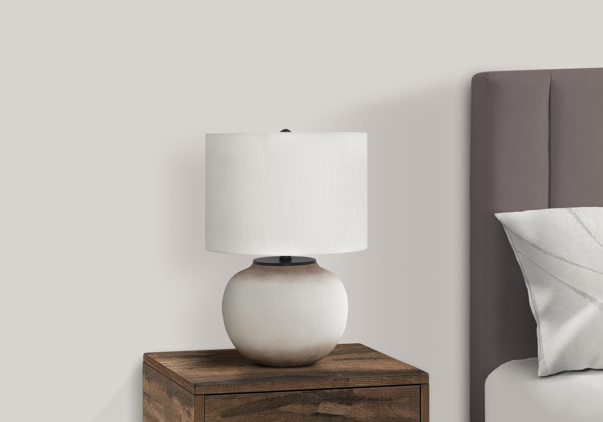 Monarch Specialties Table Lamp, Cream Ceramic, Ivory Shade, Modern Design, 14in L x 14in W x 20.5in H, Model I 9722