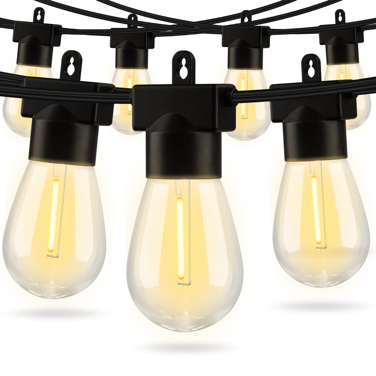 Aialun 96FT(48FTx2) LED Outdoor String Lights Outside Patio Yard Lighting Waterproof Hanging Warm Glow 2200K Shatterproof Edison