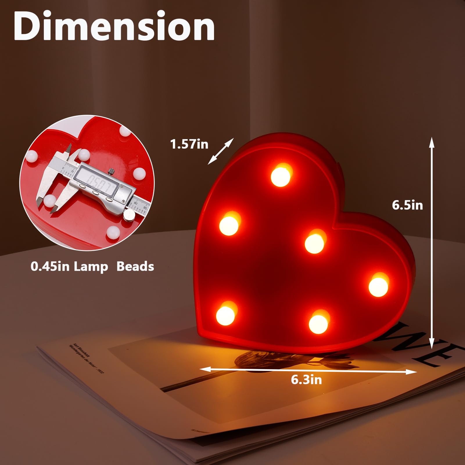 IFDGCTK Light Up Letters, LED Decorative Alphabet Lights, Battery Powered, Warm Light Heart, Model IFDGCTK