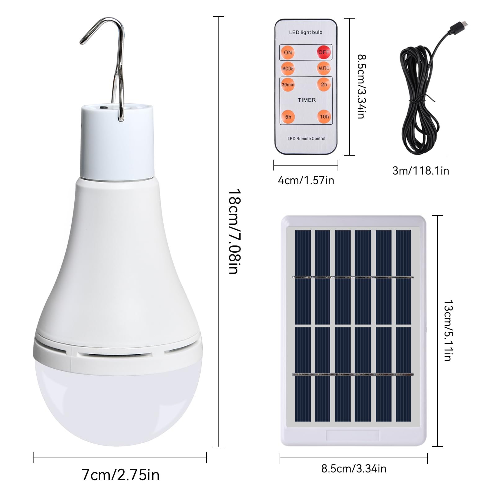 Beinhome Solar Light Bulbs - Rechargeable LED Coop Light with Timer for Indoor/Outdoor Use, Ideal for Camping & Emergency Power Outages