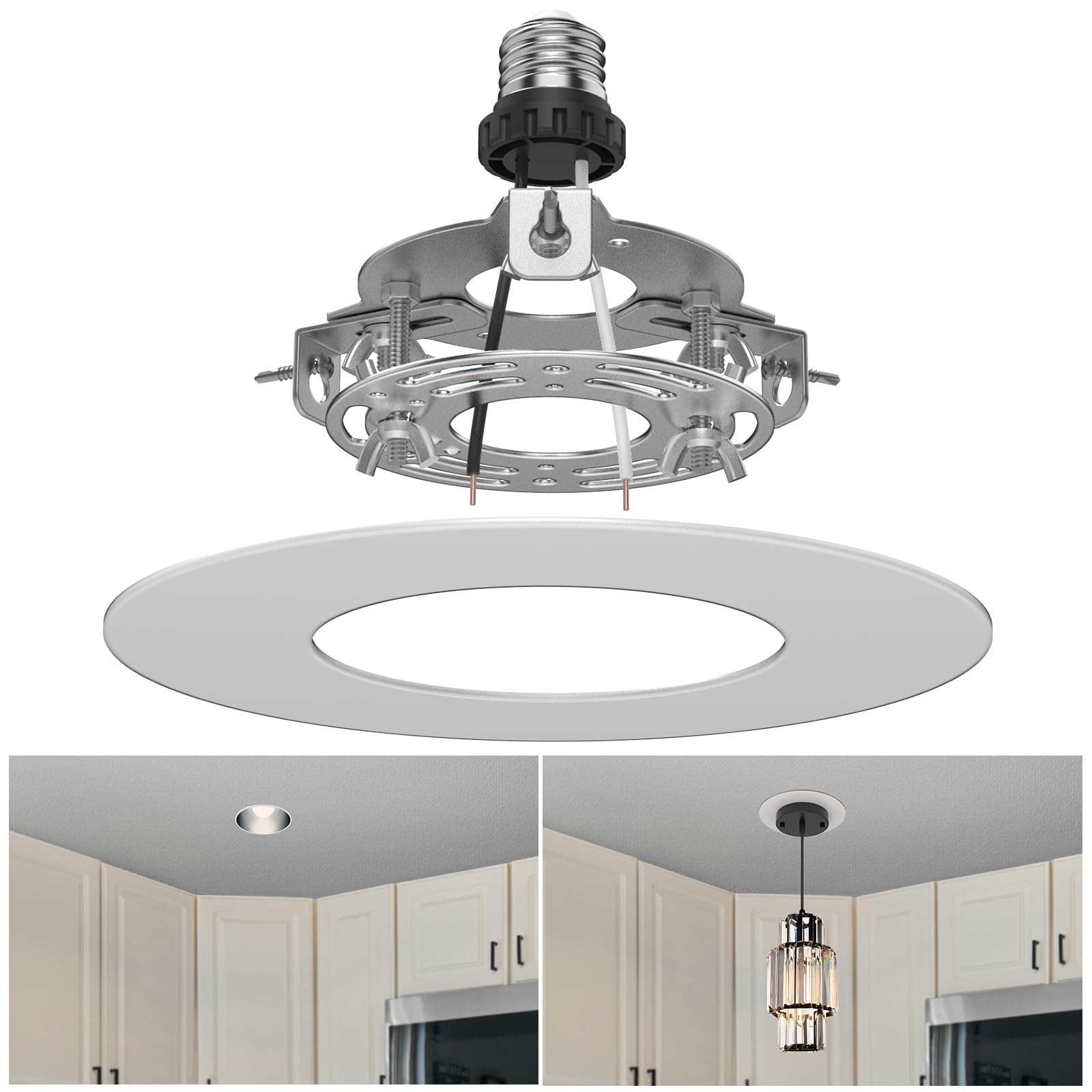 YIIZON R5 and 6 Recessed Can Light Conversion Kit, Fixture Upgrade, Pendant & Hanging Light, Ceiling Fan Compatible, 7 Inch Flat