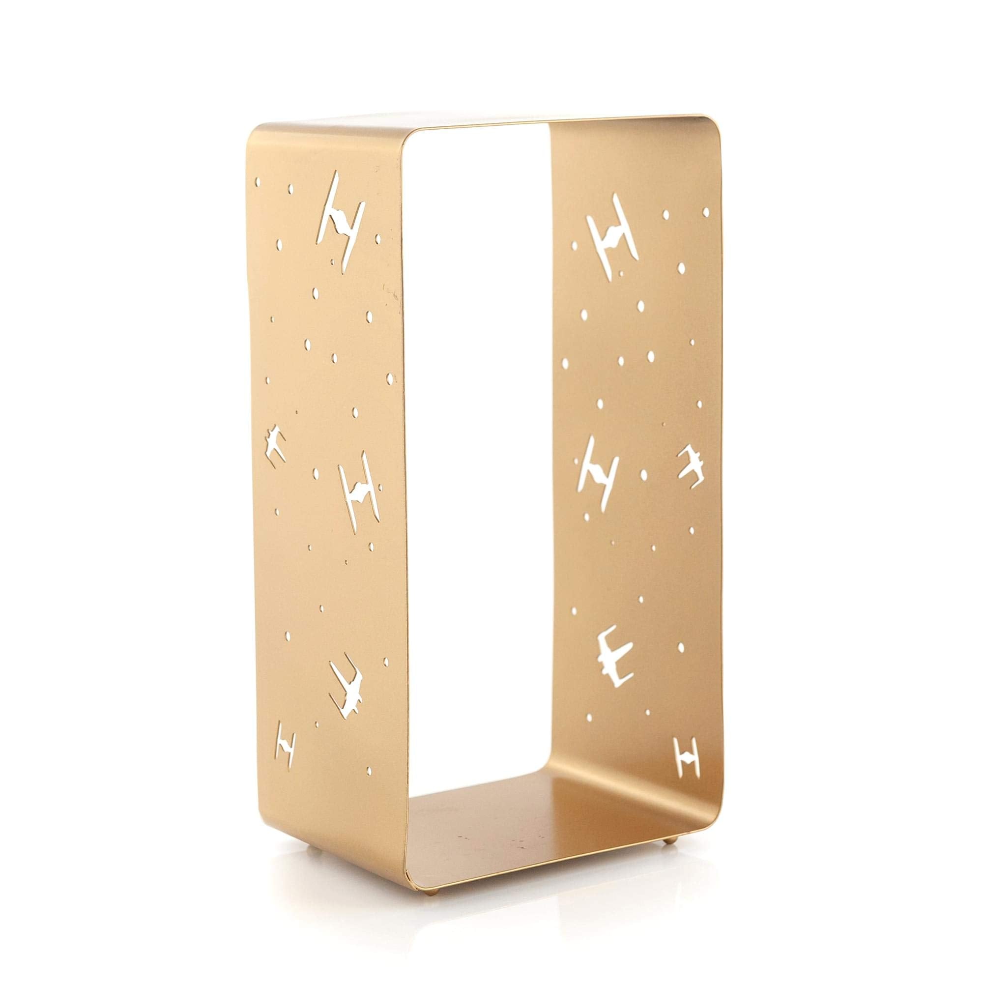 Star Wars Stamped Iron Lantern | Gold Die Cut X-Wing & Tie Fighter Battle | Indoor & Outdoor Use | 11.5 Inches Tall