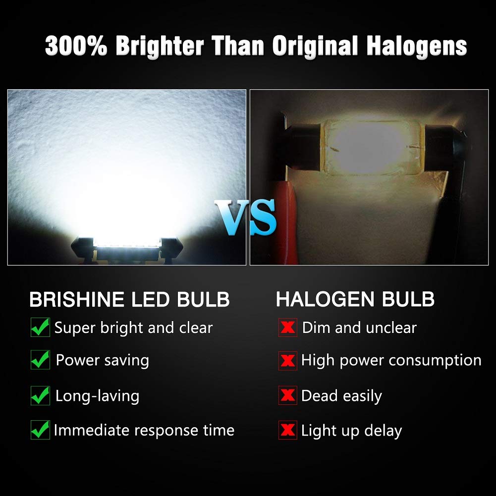 Brishine 4Pcs 578 211-2 Led Bulbs, Super Bright Canbus Error Free 41Mm 42Mm 1.72    Festoon 212-2 569 Led Bulbs For Interior Dom