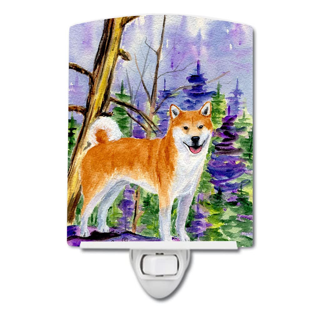 Caroline'S Treasures Ss8629Cnl Shiba Inu Ceramic Night Light Compact, Ul-Certified, Ideal For Bedroom, Bathroom, Nursery, Hallway, Kitchen, 6X4X3, Multicolor