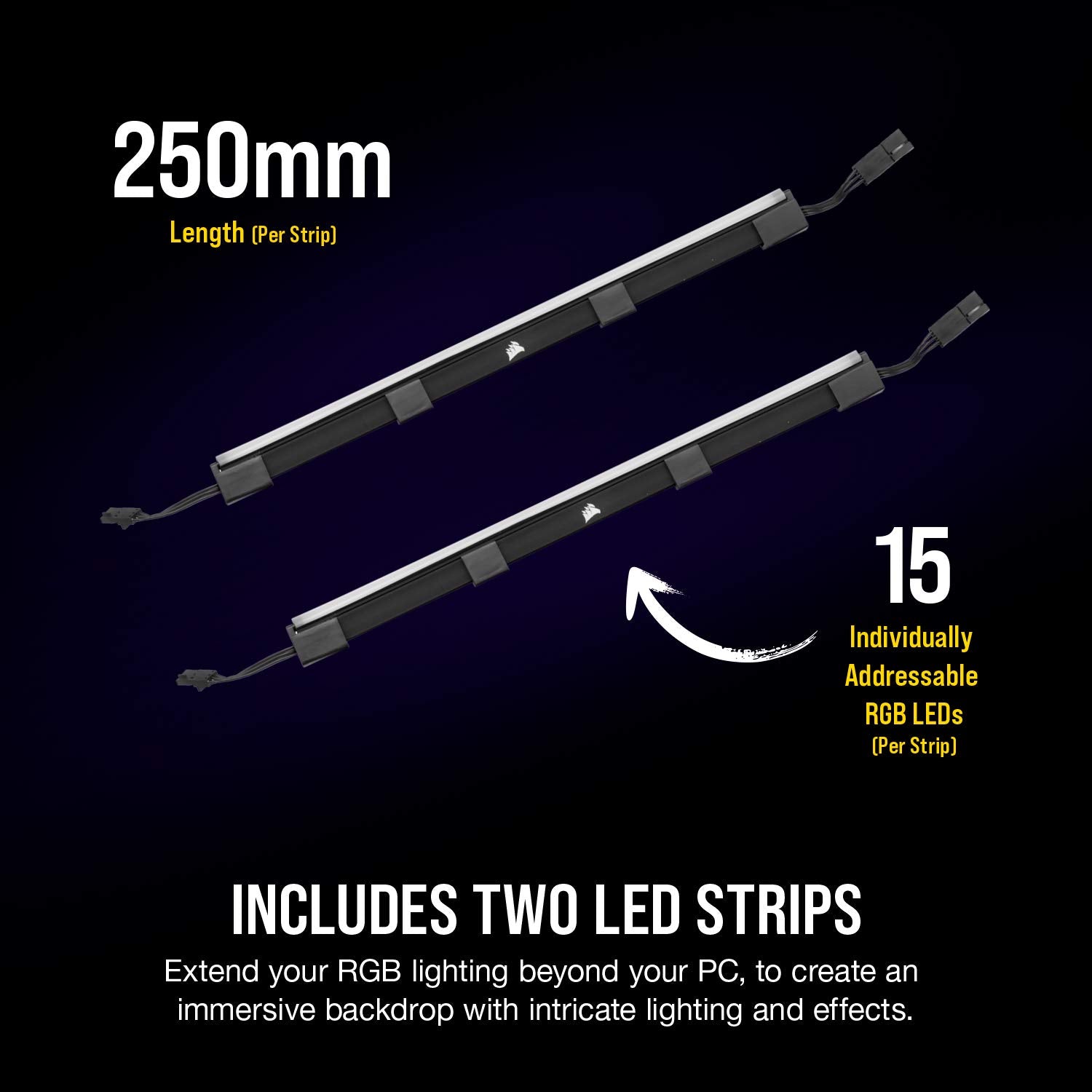 Corsair iCUE LS100 LED Smart Lighting Strip Expansion Kit 250mm - Black, Plastic, Model CD-9010001-WW/SS