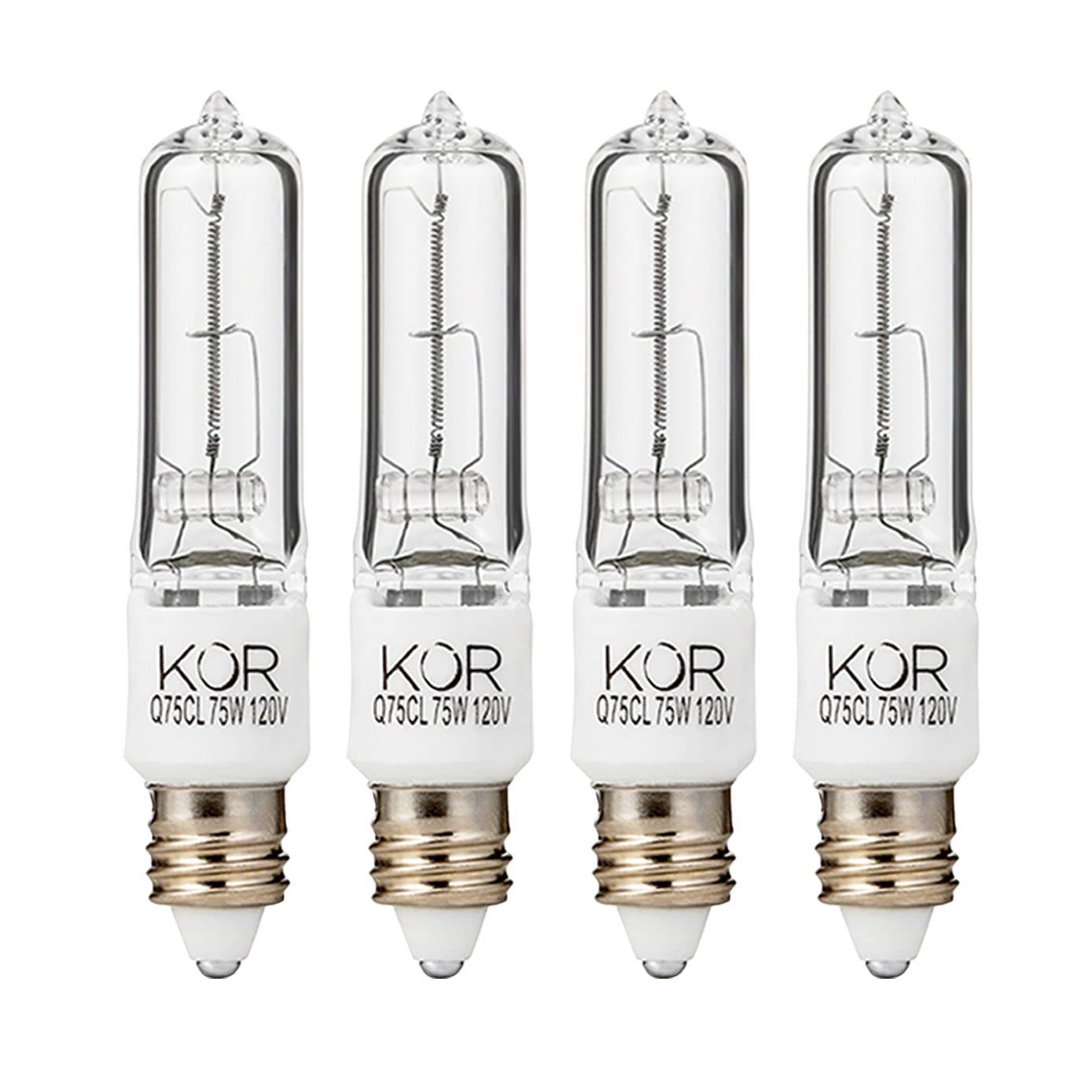 (Pack Of 4) Q75Cl/Mc - 75 Watt Jd T4 E11 Mini Candelabra Base 120V Clear Light Bulbs