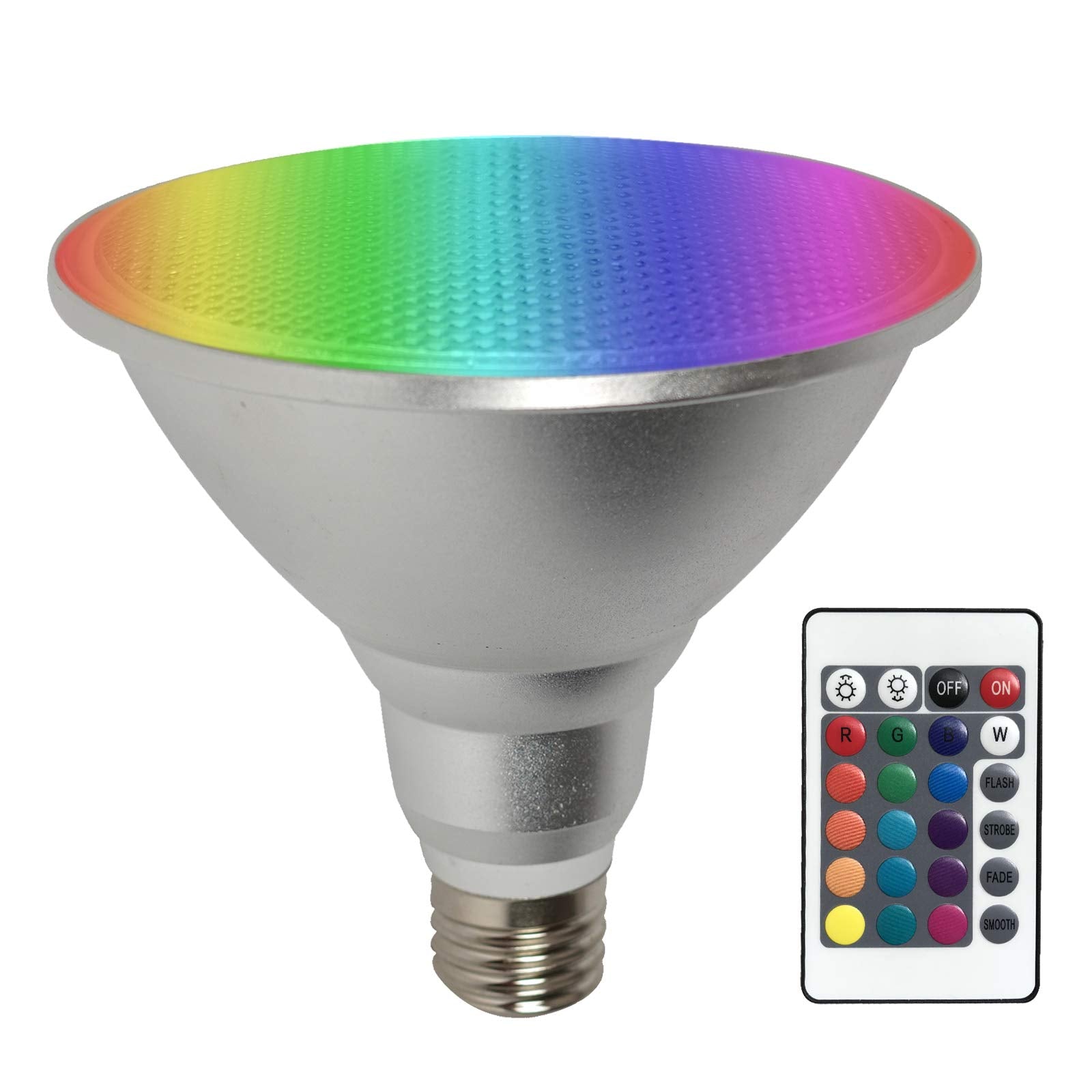 Lxkbd Par38 Led Light Bulb, 30W Rgb+Warm White, Dimmable With Remote, Waterproof For Parties