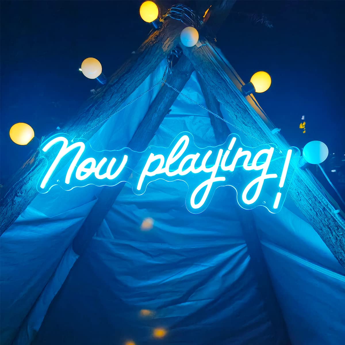 Voncitedn Now Playing Neon Sign, Acrylic LED Light, 22.8x8.3 Inch, Remote Control, Dimmable, Ice Blue