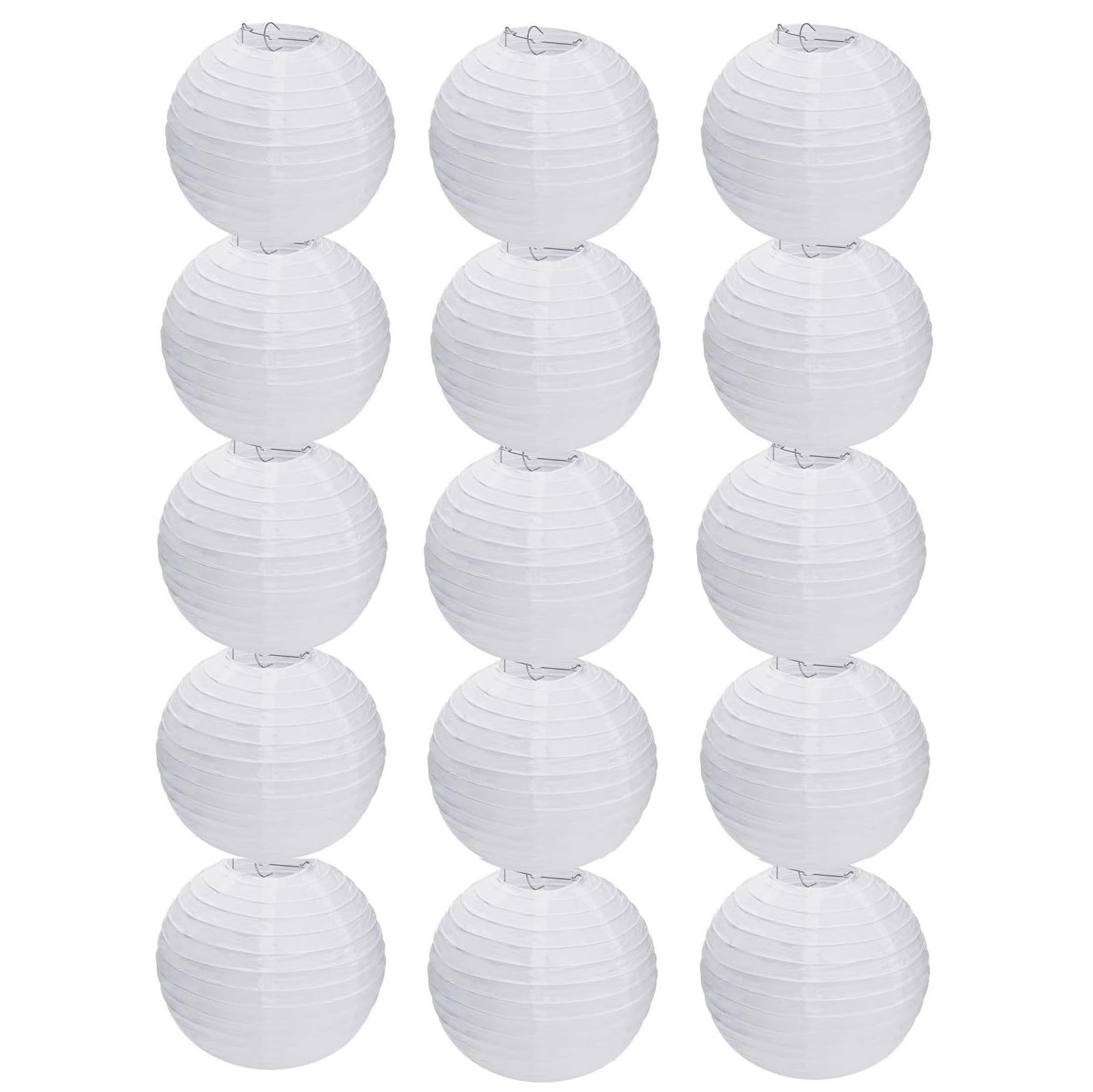 15pcs White Paper Lanterns Hanging Ball Lanterns for Birthday Wedding Bridal Baby Shower Art Class Home Outdoor Indoor Party Dec