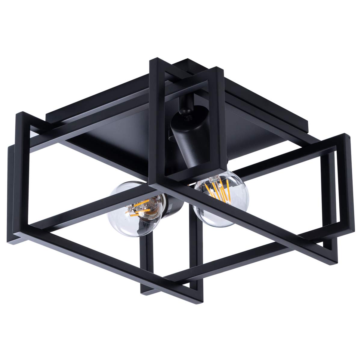 VILUXY Contemporary Flush Mount Ceiling Light, Two-Light, Metal, Black Shade, Model 721353045110