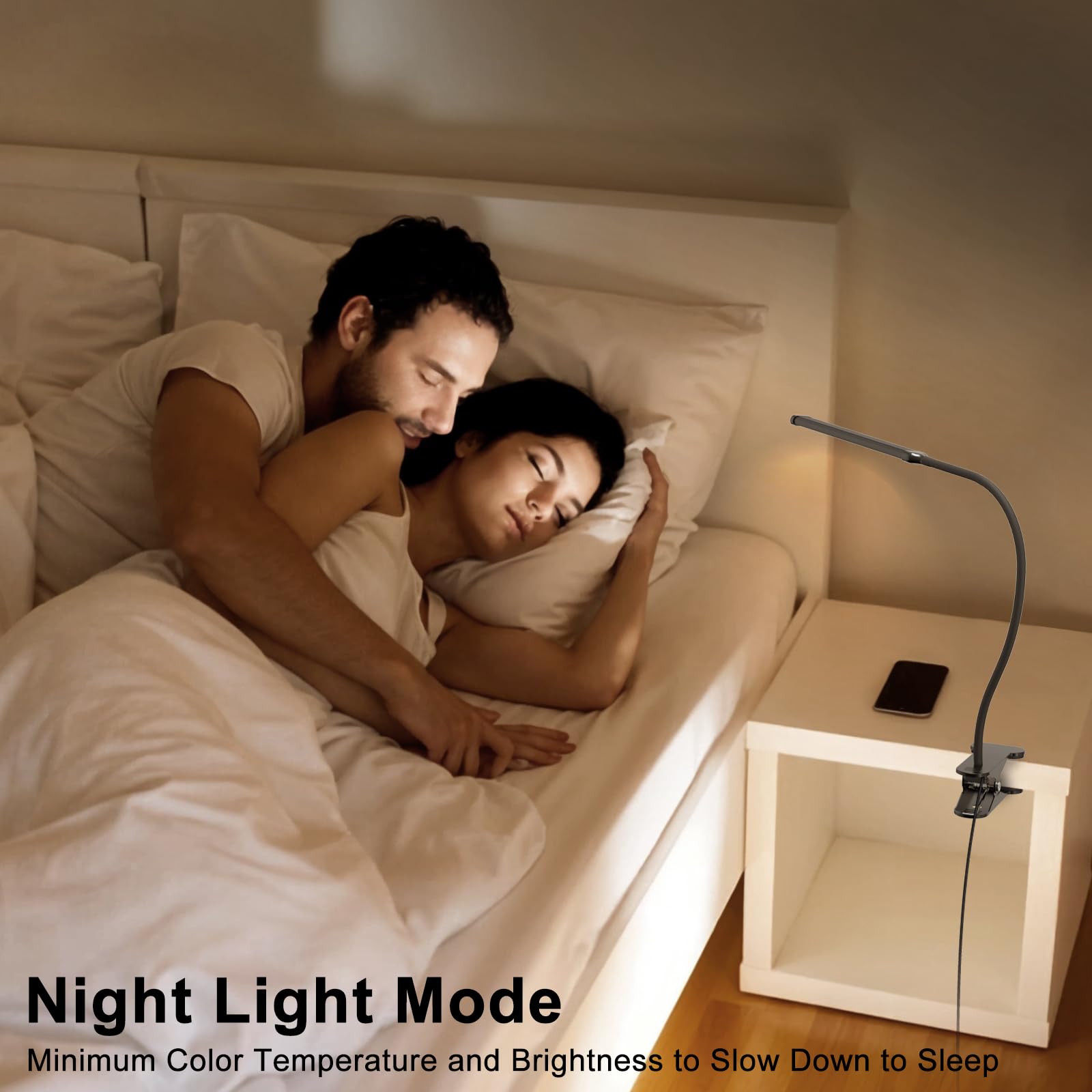 Mojimdo Desk Lamp With Remote, 3 Color & 5 Brightness & 77Led Dimmable Reading Lamp, 15.7'' Flexible Gooseneck Clamp Lamp, Eye-C