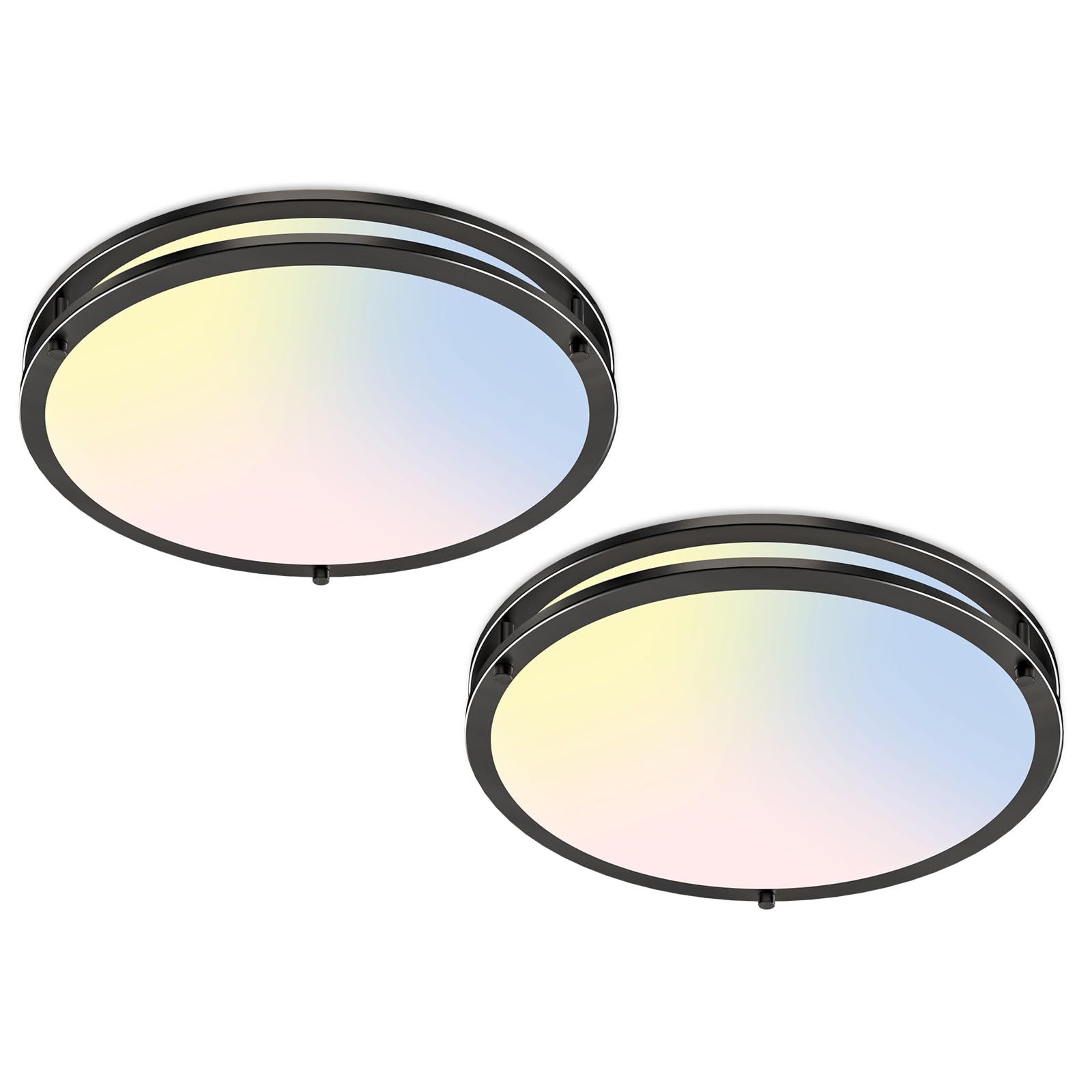 Libtit 10Inch Flush Mount Ceiling Lights  18W Dimmable Led Ceiling Light 3000K-6500K Adjustable  Black Lighting Fixture For Closet Kitchen Hallway Bathroom-2 Pack